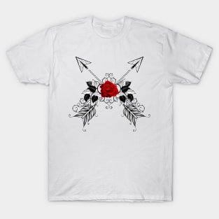 Black Arrows with Red Roses T-Shirt